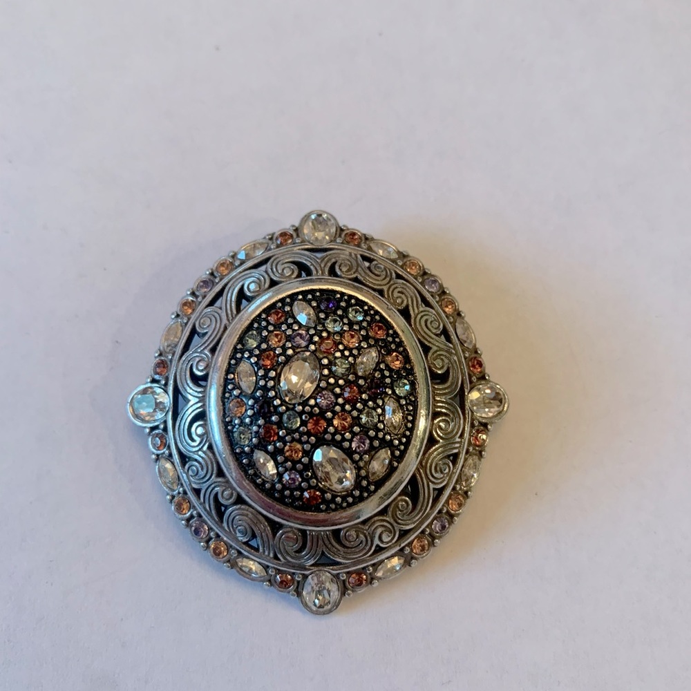 Brighton Be realistic, plan for a miracle multi stone silver pendant brooch pin